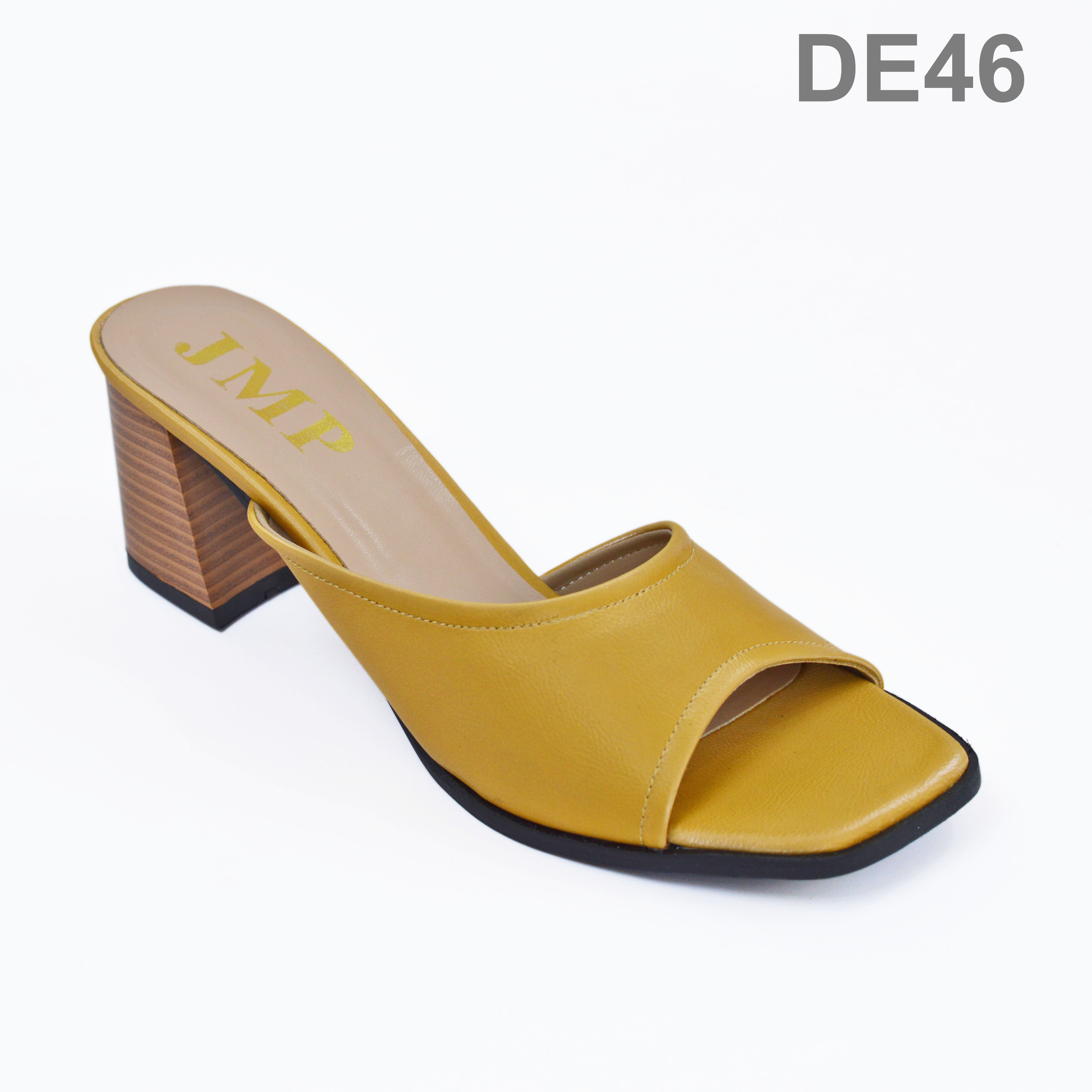 JMP - Dép Cao Gót Quai Ngang Da Mềm Cao 6Cm - DE46