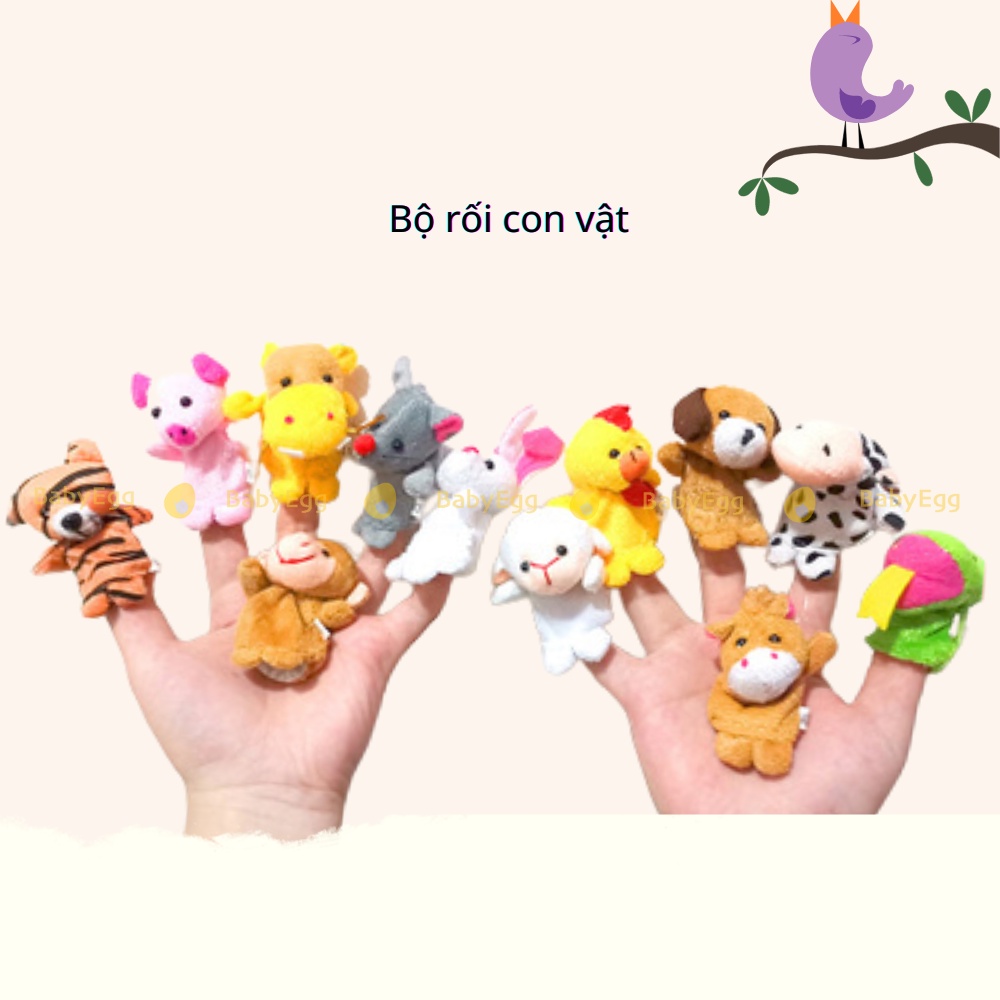 Con rối đeo ngón tay Con rối gia đình, động vật kể chuyện cổ tích múa rối nhân vật cho bé nhiều nhân vật dễ thương
