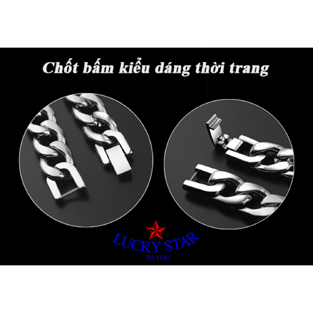 Lắc tay nam thời trang cá tính bảng xích lớn inox 1,1 cm