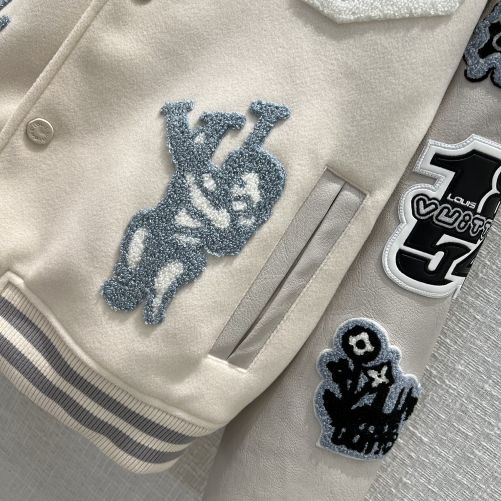 Áo khoác bóng chày nữ thời trang cao cấp Louis Vuitton LV họa tiết thêu độc đáo