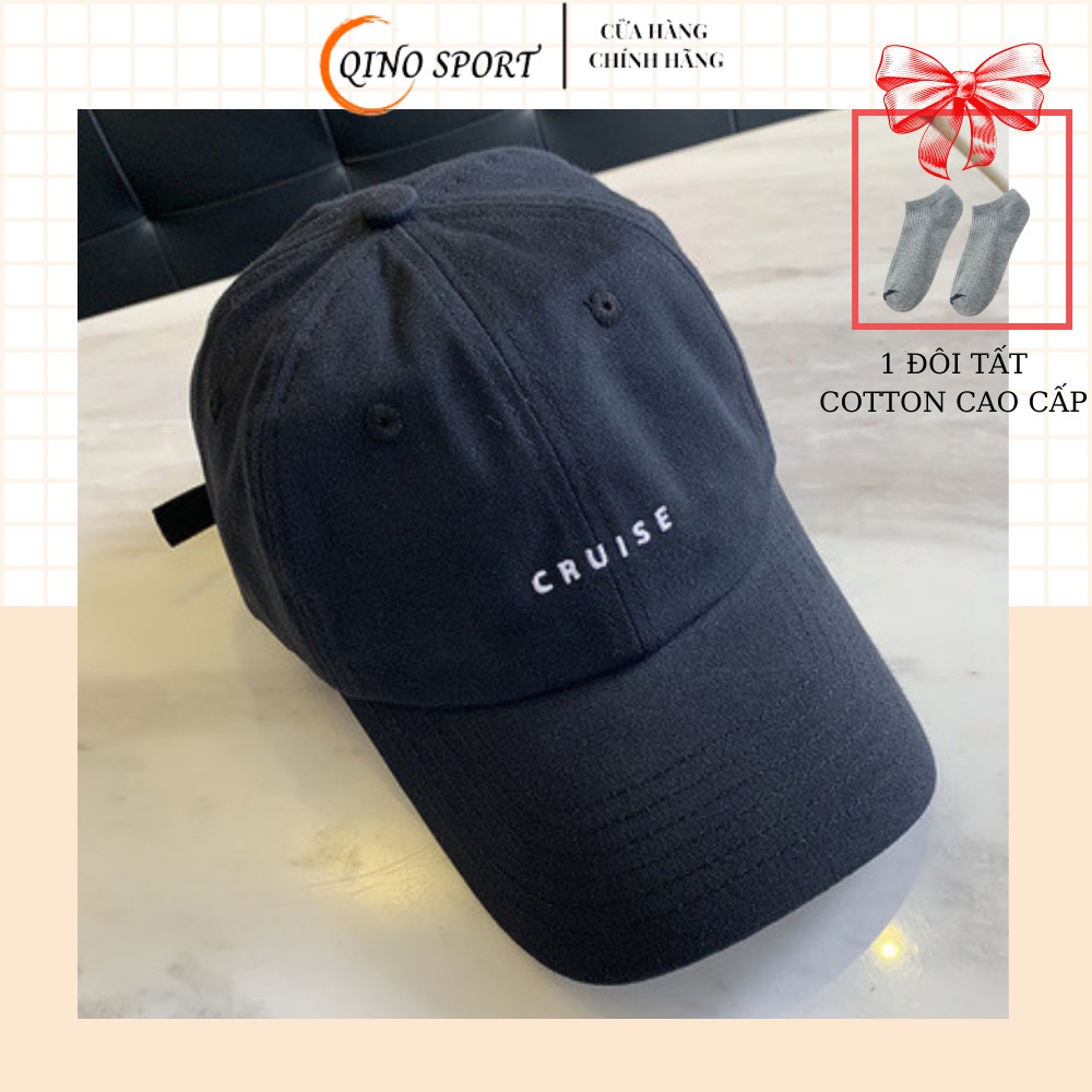 Nón lưỡi trai nam nữ , nón kết QINO thêu chữ Cruise 100% cotton cao cấp 4 màu cá tính đen trắng hồng cam freesize