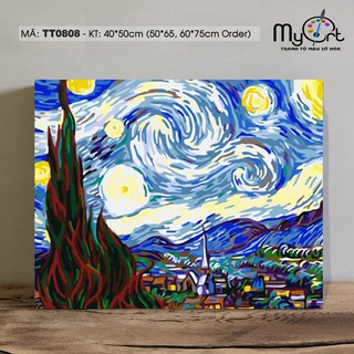 Tranh tô màu theo số TT0808 Tranh sơn dầu số hóa trừu tượng Đêm đầy sao Van gogh