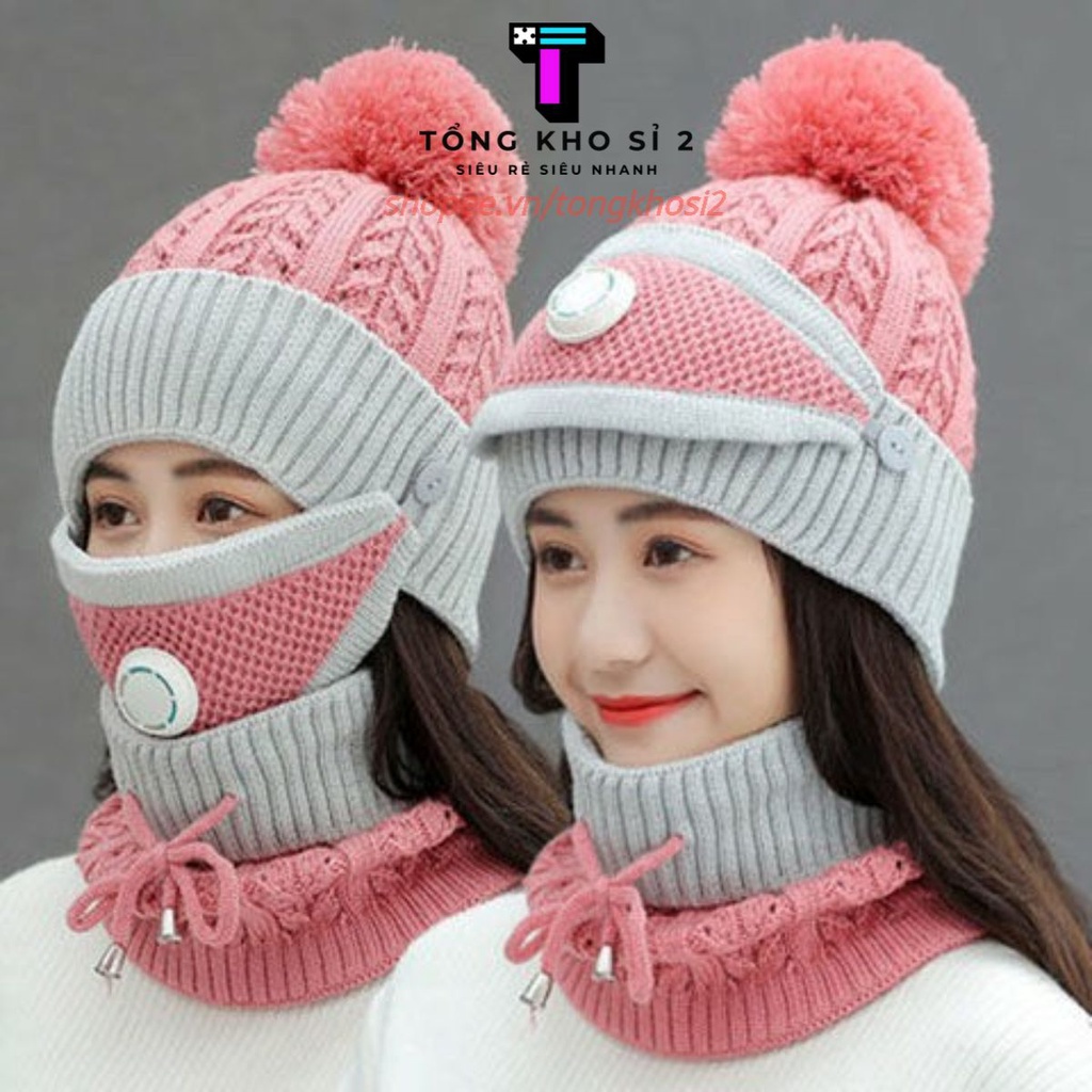 PVN21928 Set 3 món mũ, khăn, khẩu trang cực hot cho mùa đông T2