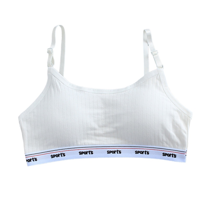 Haha Áo Ngực Thể Thao Hai Dây Có Đệm Ngực Màu Trơn Có Gân In Chữ Dành Cho Bé Gái