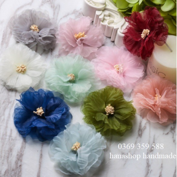 Hoa Voan Ép Trang Trí Váy Tutu, Gắn Băng Đô