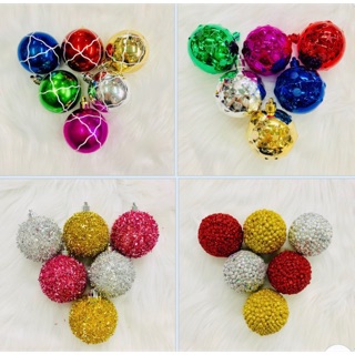 Set 6 trái châu đủ màu 6cm phụ kiện trang trí cây thông noel - giáng sinh