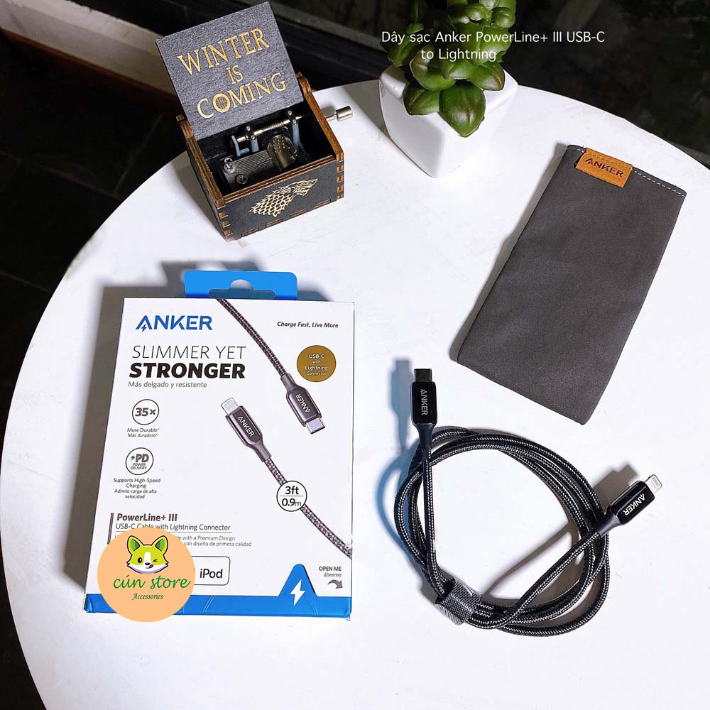 Cáp sạc Anker PowerLine+ III USB-C to L - A8842 dài 0.9m chuẩn MFi chính hãng | Bảo hành 12 tháng