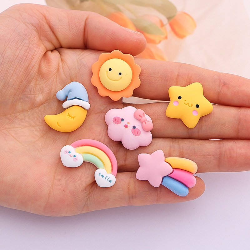 Phụ Kiện Trang Trí Hình Đám Mây/Mặt Trời/Ngôi Sao/Mặt Trăng/Đám Mây Dễ Thương Bằng Nhựa Resin