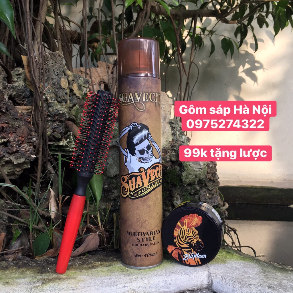 COMBO GôM XỊT TÓC GIỮ NẾP TÓC CỨNG SUAVECITO 400ML + Sáp Vuốt Tóc Nam BluMaan Cavalier Heavy Clay [Ngựa Vằn]