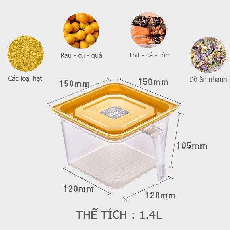 Combo 10 Hộp nhựa đựng thực phẩm, hộp đựng thức ăn tủ lạnh Pobox có tay cầm tiện lợi, nắp đậy kín - 1,4 Lit