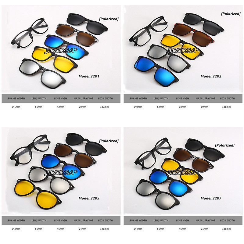 Mắt kính râm gồm 1 gọng và 5 tròng