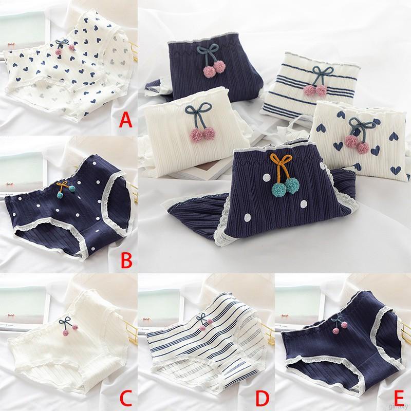 Quần lót cotton eo giữa mềm mại in họa tiết dễ thương cho nữ