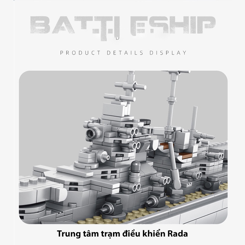 Đồ chơi Lắp Ráp Tàu chiến hạm Đức, Panlos 637004 Bismarck Class Battleship, Xếp hình thông minh