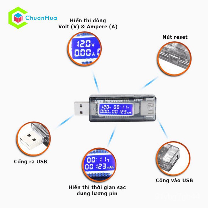 USB Đo Dòng - Đo Áp ,Test pin sạc, Củ Sạc, Dung Lượng Pin KWS-V21 KWS-MX18