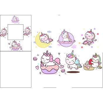 sticker  ngựa thần cắt rời size to SCI31 có bao giấy unicorn cute dễ thương bullet journal