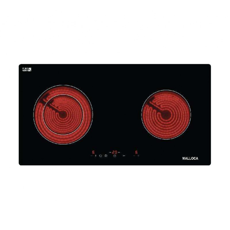 Bếp điện từ âm Malloca 2 điện MH 02R , bếp âm 2 hồng ngoại, 9 mức công suất, điều khiển cảm ứng, hẹn giờ nấu