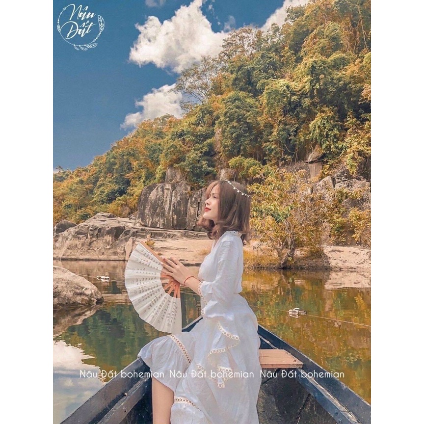 ĐẦM MAXI TRẮNG TAY LOE