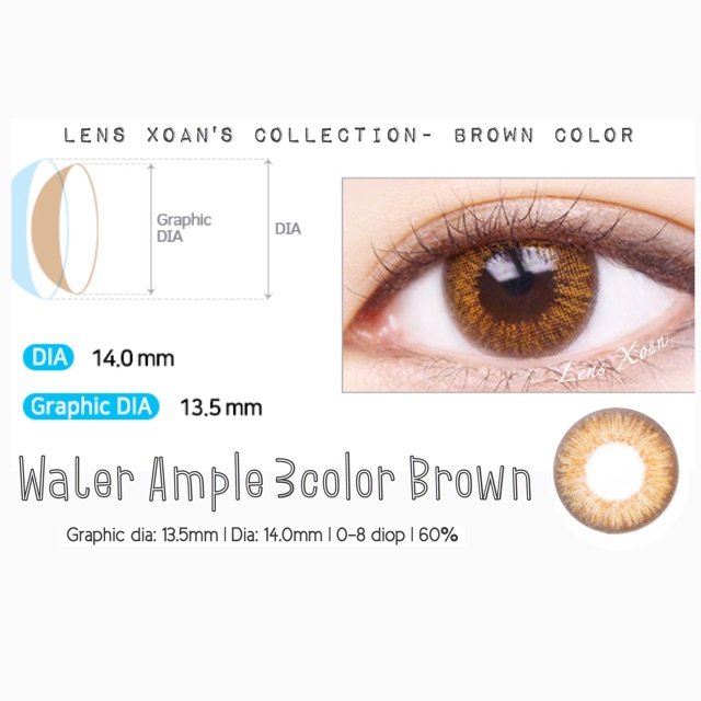 KÍNH ÁP TRÒNG WATER AMPLE 3COLOR BROWN- LENS ME ( LENS XOẮN): NÂU CAM TÂY GIÃN NHẸ