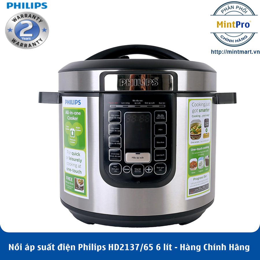 Nồi áp suất điện Philips HD2137/65 6 lít – Hàng Chính Hãng – Bảo Hành 2 Năm Trên Toàn Quốc