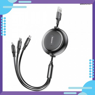 Cáp sạc dây rút 3 đầu baseus golden loop 3 in 1 elastic - mã 34