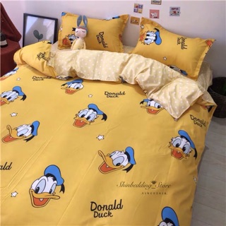 Set Chăn Ga Cotton Poly Vịt Donald Vàng Siêu Xinh _Shinbedding_