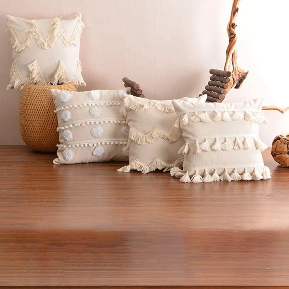 Vỏ Gối Sô Pha 45 * 45 Phối Tua Rua Kiểu Bắc Âu Dễ Thương|Phụ Kiện Trang Trí Nhà Cửa Hình Vuông Độc Đáo