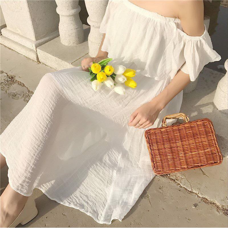 Đầm maxi suông đầm trắng tay bèo siêu xinh | BigBuy360 - bigbuy360.vn