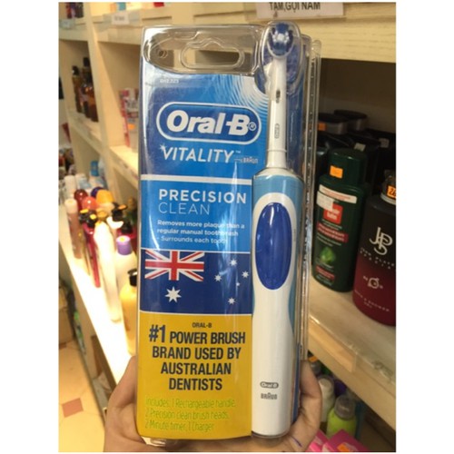 ( BILL ÚC ) Bàn Chải Đánh Răng Điện Oral B Vitality Precision Clean Electric Toothbrush +2 Refills ( 2 đầu bàn chải )