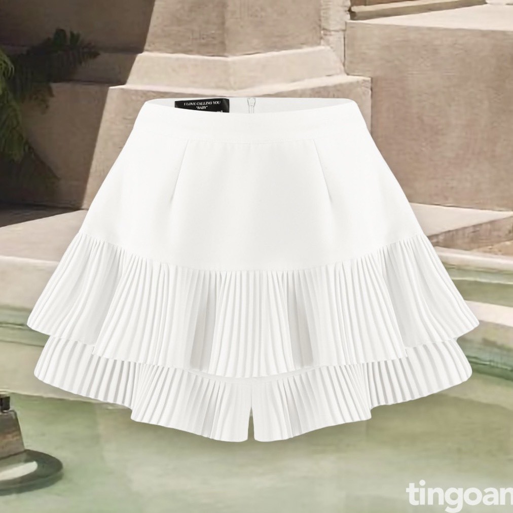 Quần váy cạp cao xếp ly chống nhăn trắng TAMMY SKORT/WH