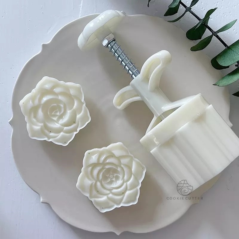 Khuôn trung thu lò xo 2 mặt hoa hồng 75g - 150g 2022