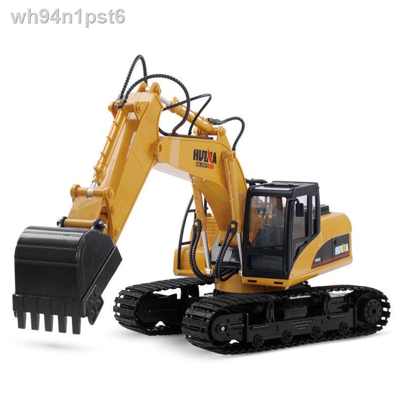 ℗ ✧ □Huina lớn điều khiển từ xa máy xúc hợp kim có thể sạc lại máy xúc kỹ thuật xe mô hình cậu bé máy móc đồ chơ