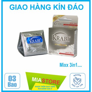 Bao cao su Krabi gân-gai-gel bôi trơn - Mixx 3in1 Krabi Premium condoms