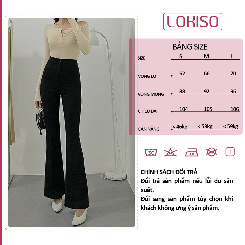 Quần ống loe nữ lưng cao quần tây dài công sở LOKISO QD12