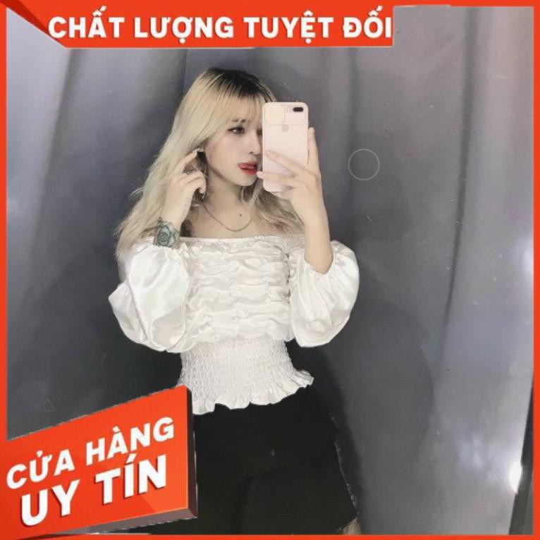 🌈FREESHIP🌈 Áo bẹt vai Nhún bo eo _TV2