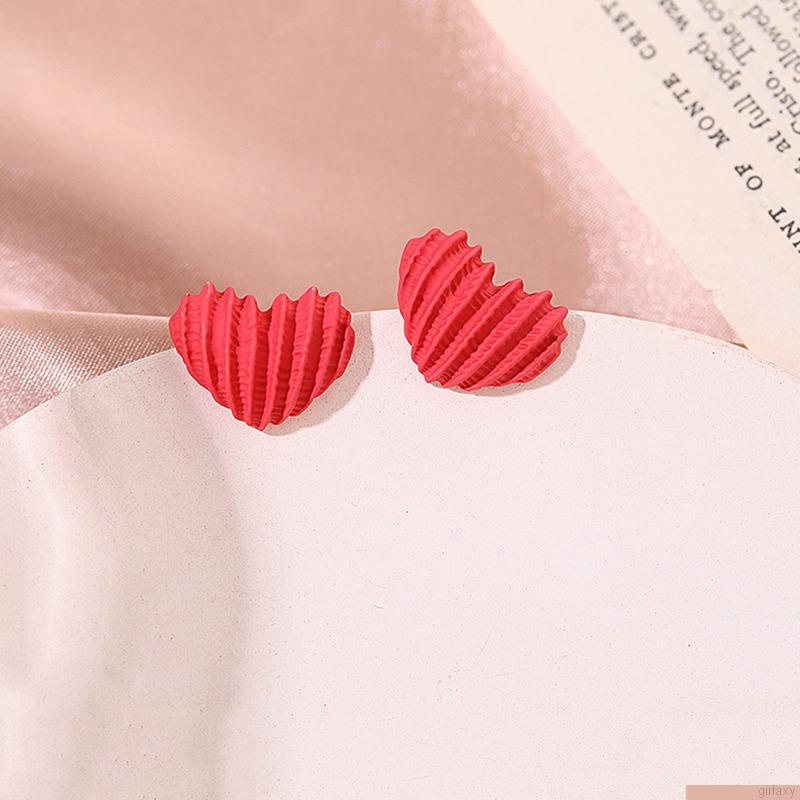 Bông tai hình trái tim màu trơn phong cách Hàn Quốc thời trang cho nữ