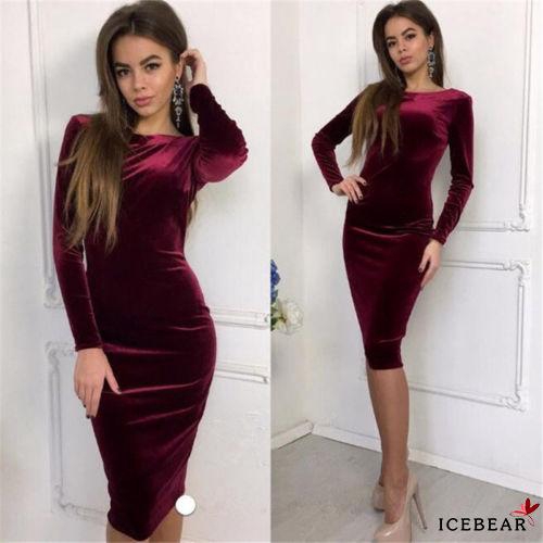 Đầm dạ tiệc chất liệu nhung dài tay dáng ôm quyến rũ gợi cảm