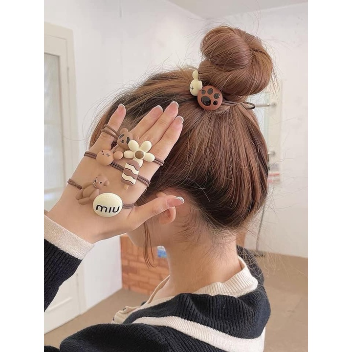 SET DÂY BUỘC TÓC GẤU NÂU DỄ THƯƠNG