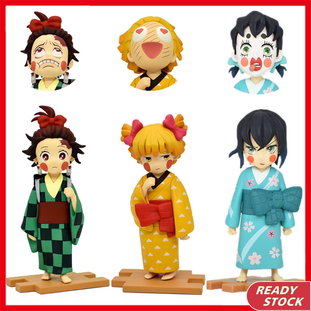 Mô hình nhân vật Kamado Tanjirou / Agatsuma Zenitsu / Hashibira Inosuke trong anime Demon Slayer có thể thay đổi mặt