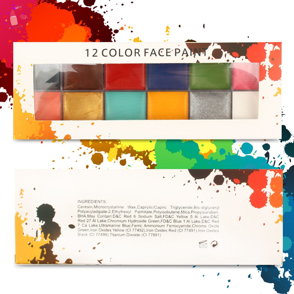 Face Body Paint Pigment Oil Painting 12 Colors Make Up Tools for Halloween Party
