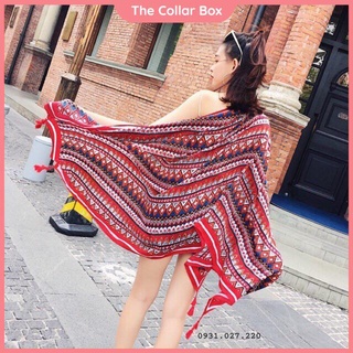 Khăn choàng boho đi biển họa tiết thổ cẩm nhiều màu - Mã VS004