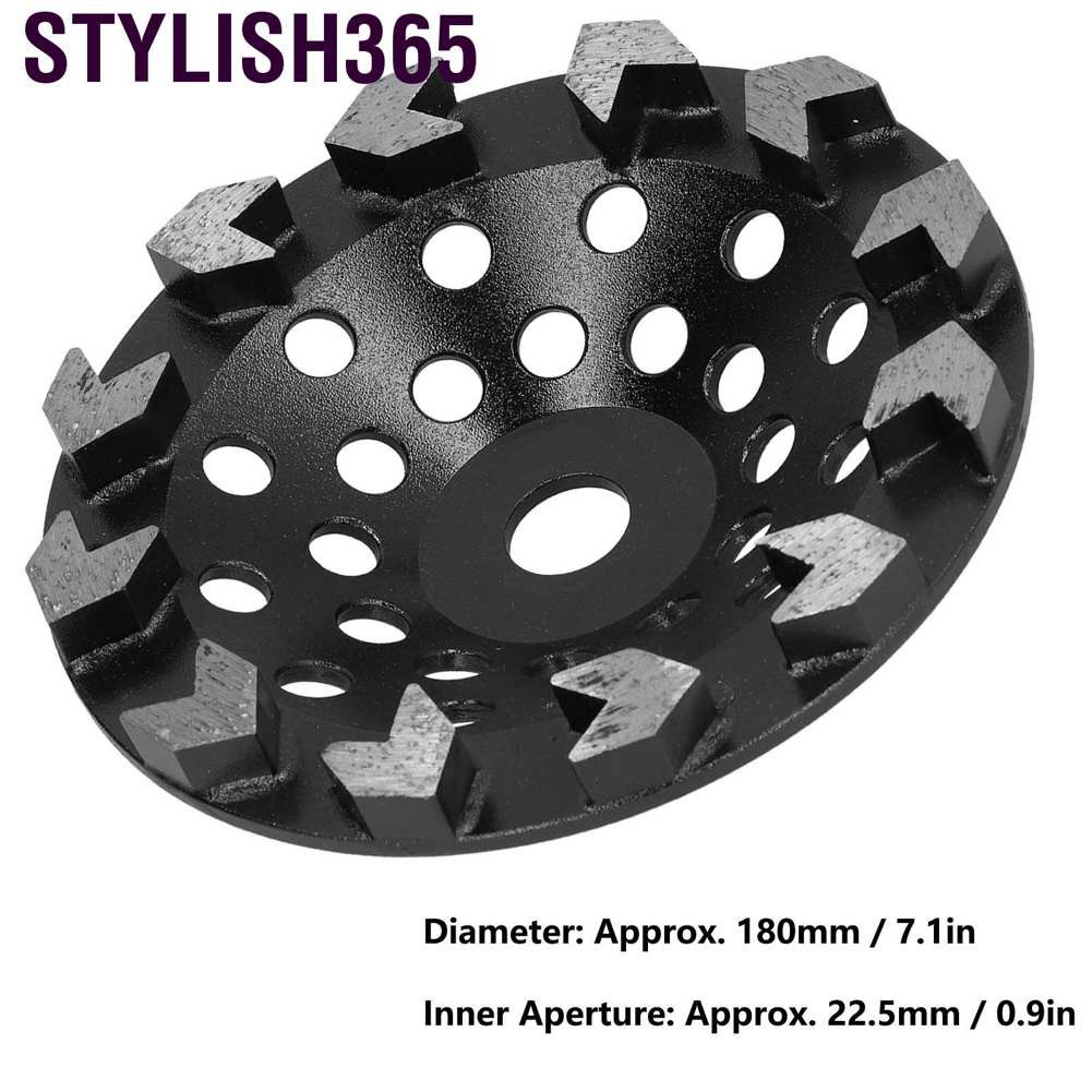 Stylish365 Diamond Grinding Wheel Cup 10 Teeth Black 180mm for Sanding Concrete Stone Cement
