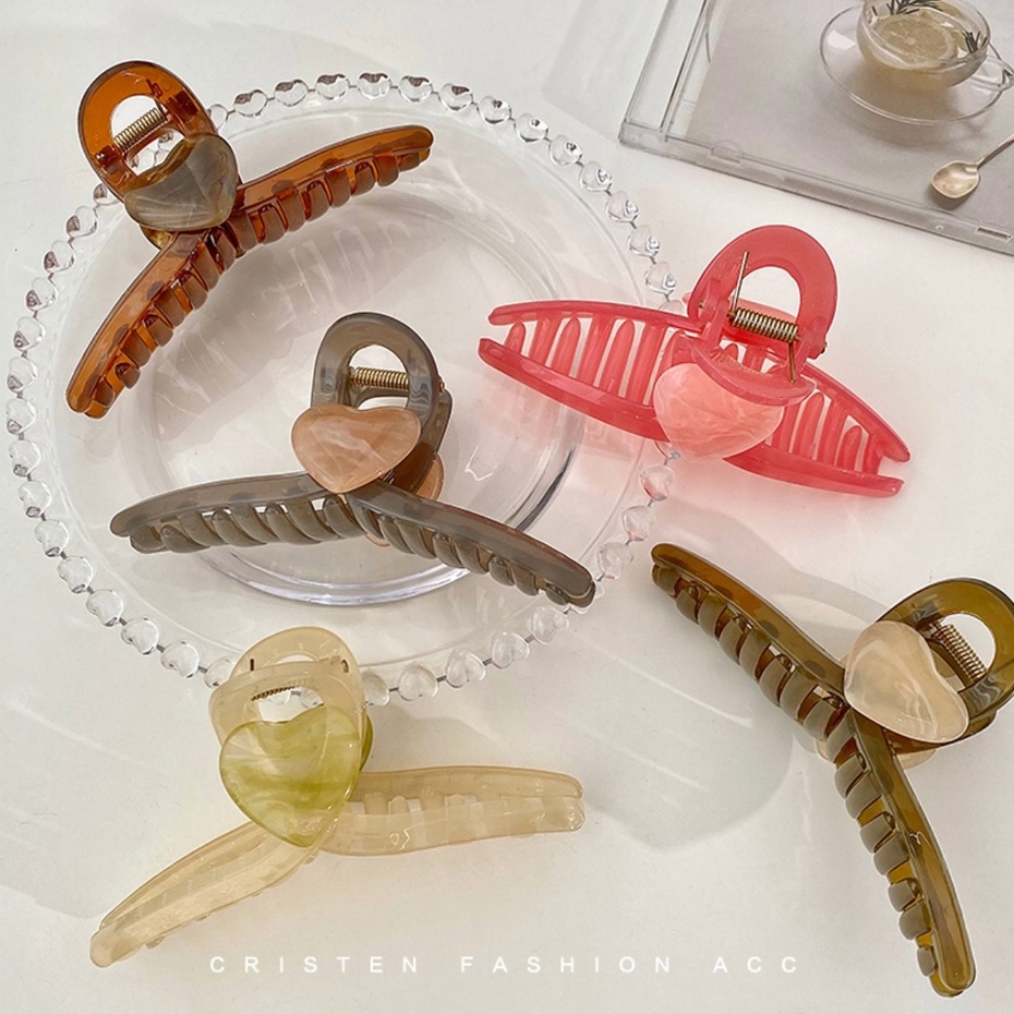 Kẹp Tóc Càng Cua Cỡ Lớn Hình Trái Tim Thời Trang Mùa Hè Hàn Quốc Cho Nữ