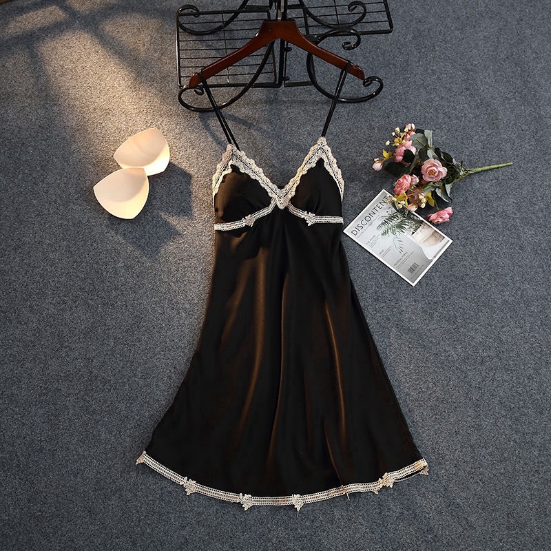 Đầm Ngủ Hai Dây Phối Ren Với Thiết Kế Cổ Chữ V Gợi Cảm Dành Cho Nữ