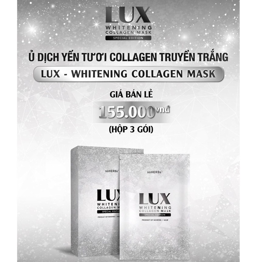 [Chính Hãng]Ủ dịch yến tươi collagen truyền trắng Lux soherbs-(Tặng Bộ chén trộn mặt nạ 25k)