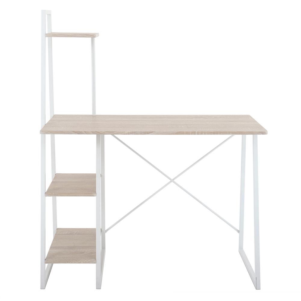 HomeBase FURDINI Bàn làm việc văn phòng bằng MDF khung thép có 3 giá để đồ W104xH128xD50xm màu gỗ tự nhiên/trắng