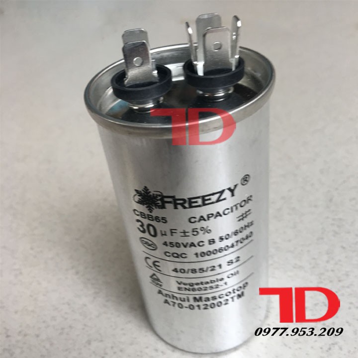 Tụ điều hòa Freezy, CAPA quạt đuôi nóng, CAPACITOR Freezy - Điện Lạnh Thuận Dung
