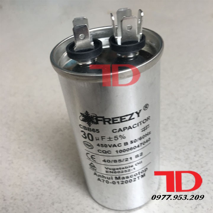 Tụ điều hòa Freezy 30uF, CAPA quạt đuôi nóng, CAPACITOR Freezy