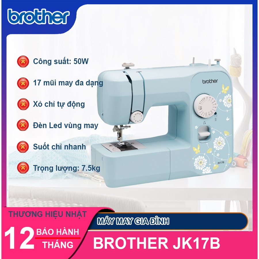 [Mã ELHADEV giảm 4% đơn 300K] Máy May Gia Đình Brother JK17B Xỏ Chỉ Tự Động