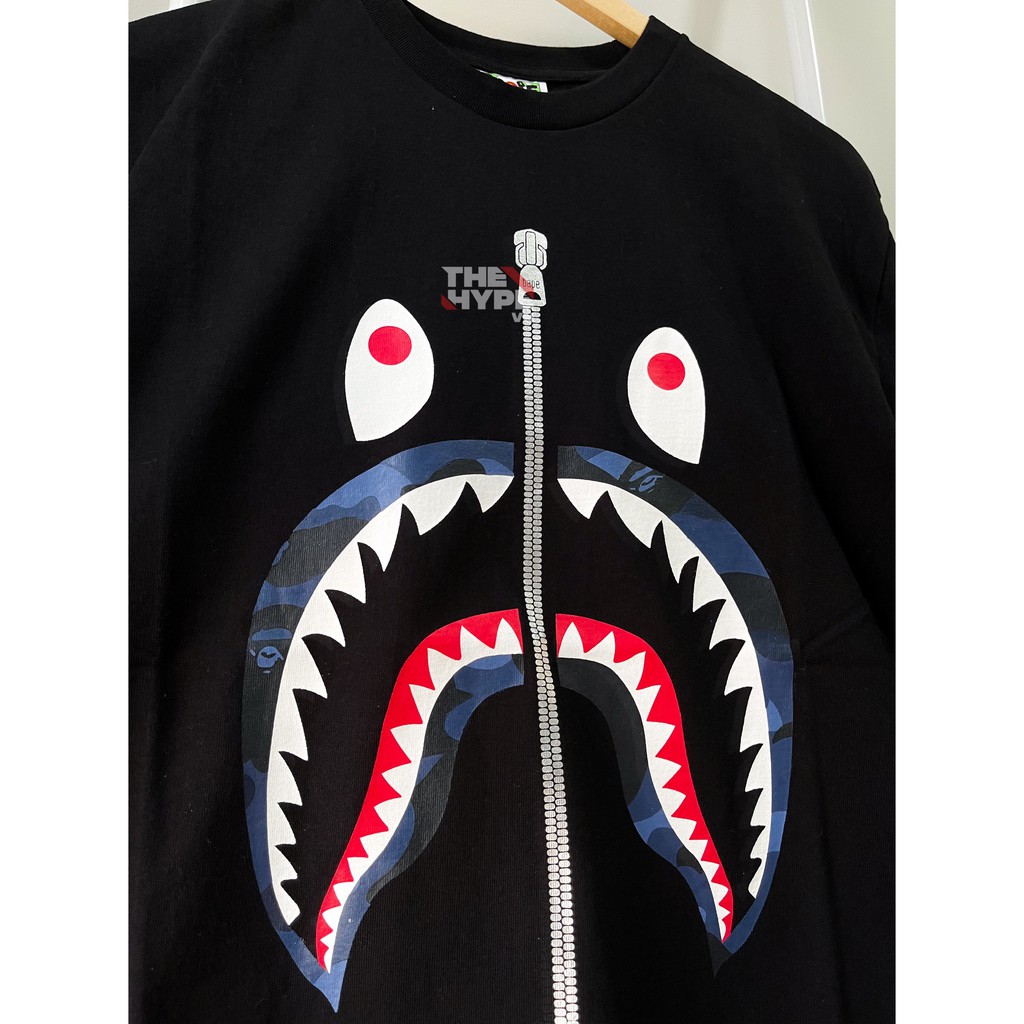 BAPE TEE - Áo thun Bape Shark Camo Blue (Black) [Mirror Quality]