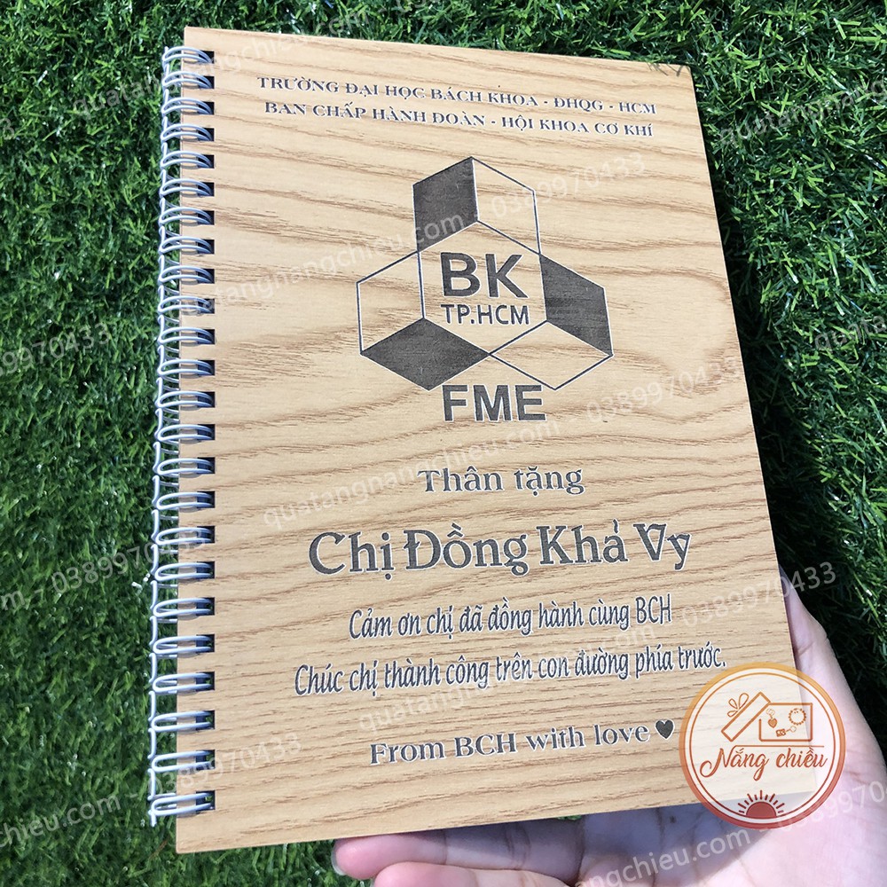 SỔ GHI CHÉP LÀM QUÀ TẶNG - Sổ tay bìa gỗ thiết kế logo chính chủ - Khắc hình ảnh và khắc tên theo yêu cầu